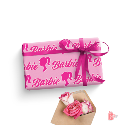 Personalized Barbie Gift Wrap | Custom Name in Cursive Font | Barbie Doll Silhouette on Pink, Blue For Girls, Women, Teenagers, 24in Wide - image5